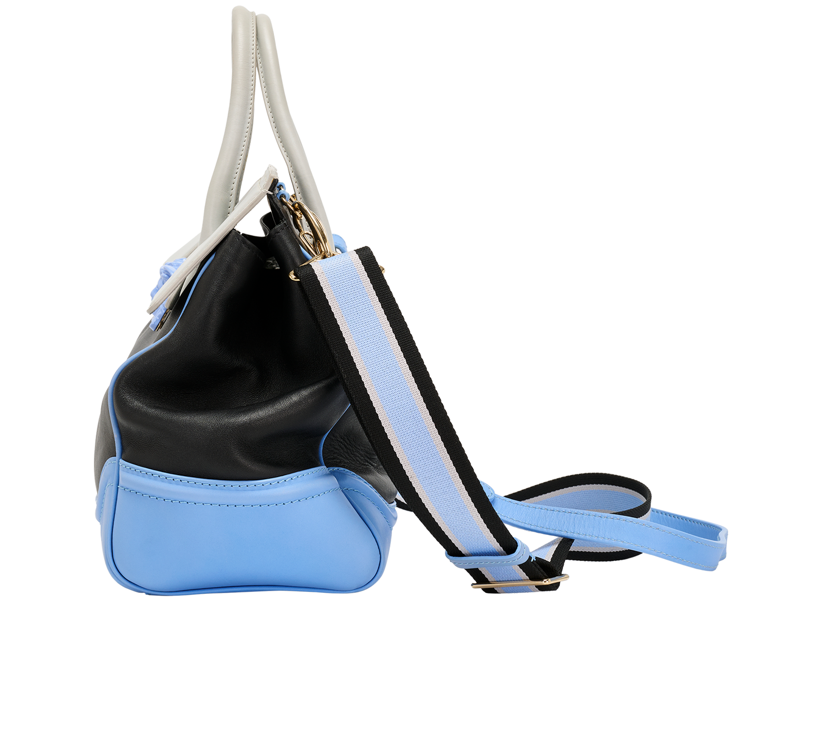 Palazzo Empire, &pound;450, Handbags, Black/Blue/Grey, Leather, Bottom view